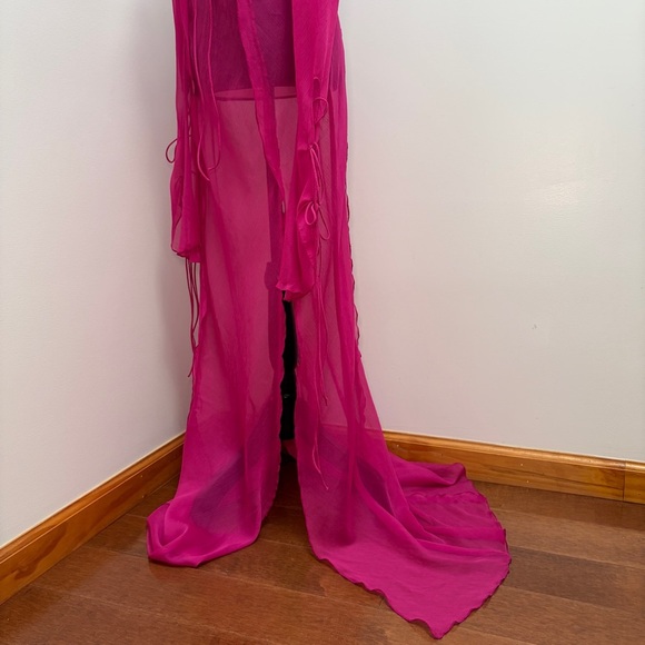 Rat & Boa- FARRETTI DRESS PINK Size Large Sheer Beach Cover Up - Picture 10 of 15